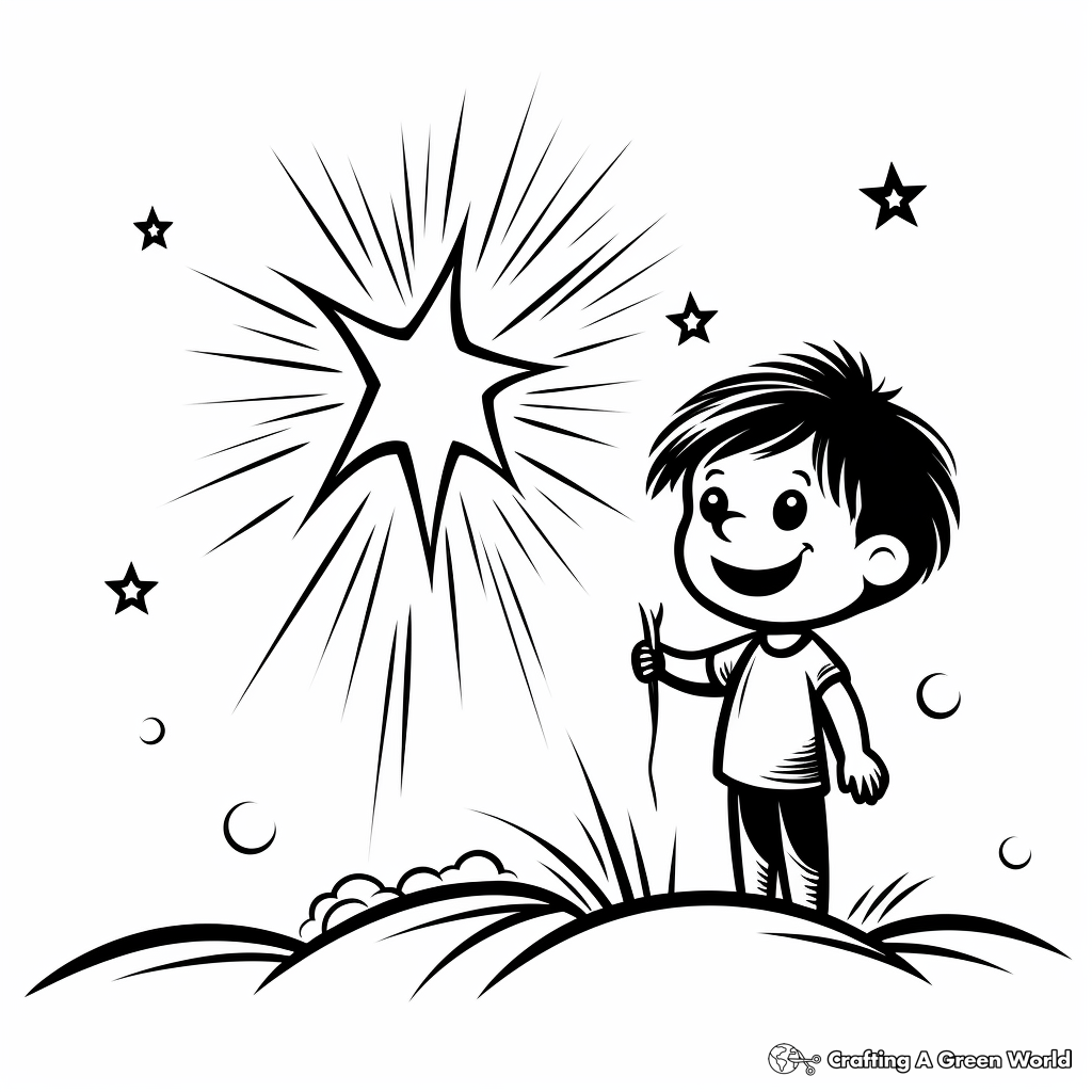 Romantic Shooting Star Coloring Pages: Wish Upon a Star 2