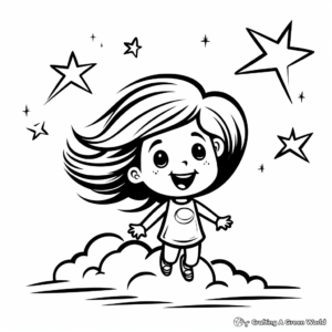 Romantic Shooting Star Coloring Pages: Wish Upon a Star 3