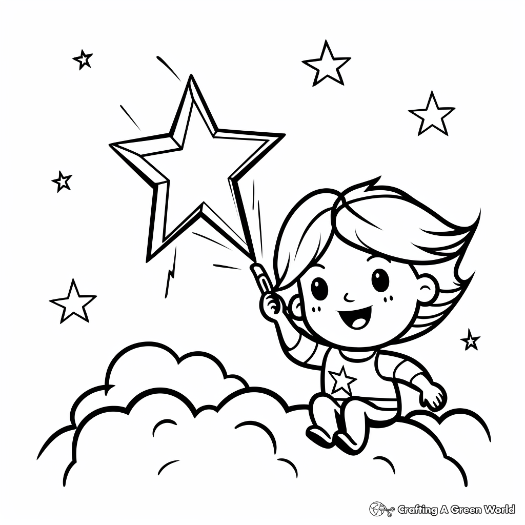 Romantic Shooting Star Coloring Pages: Wish Upon a Star 4