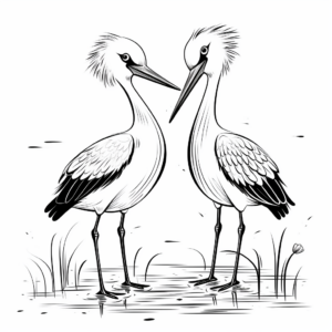 Romantic Stork Couple Coloring Pages 2