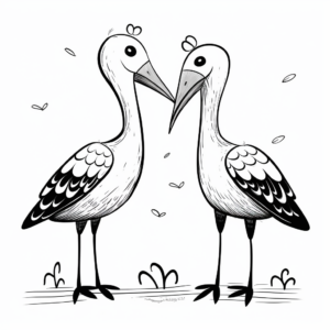 Romantic Stork Couple Coloring Pages 3