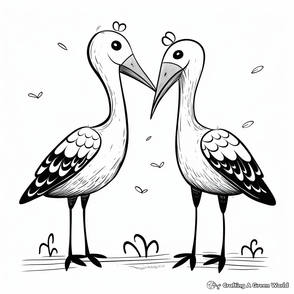 Romantic Stork Couple Coloring Pages 3
