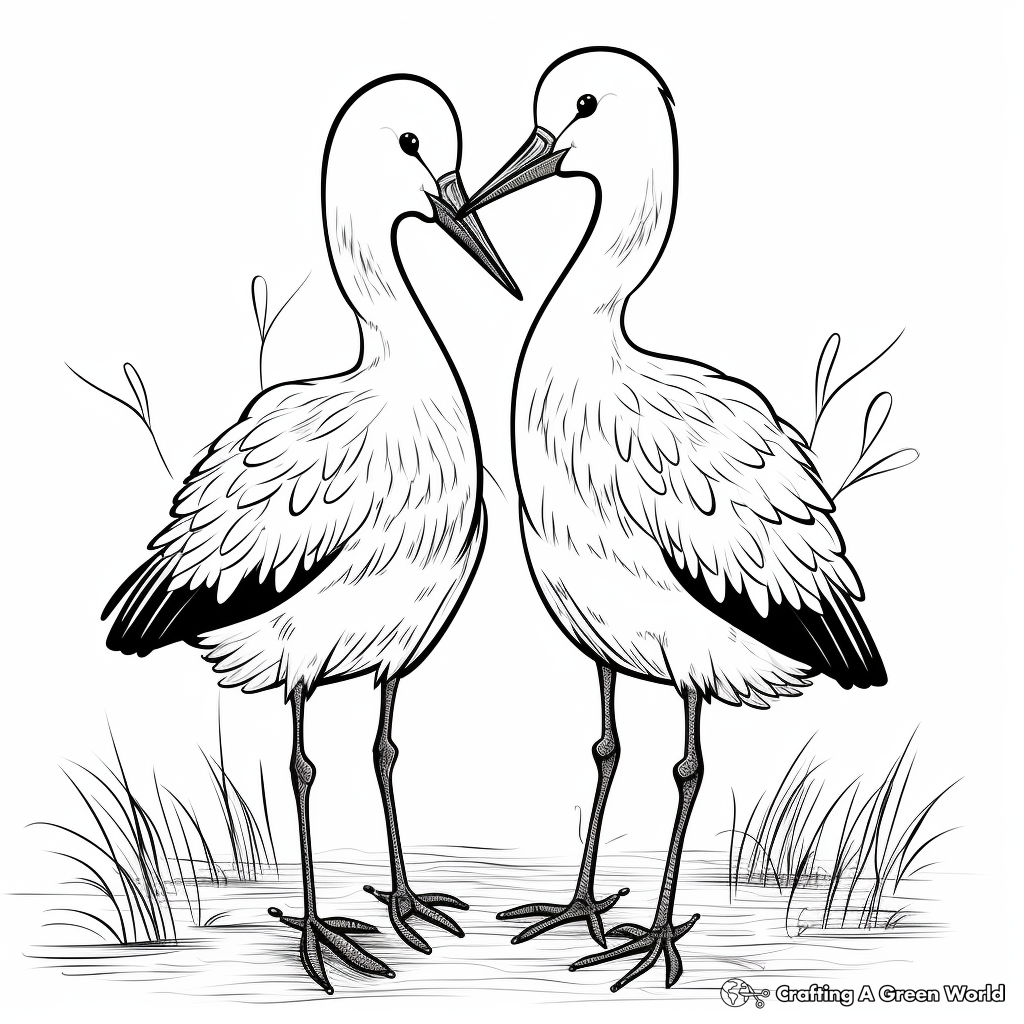 Romantic Stork Couple Coloring Pages 4