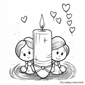 Romantic Taper Candle Coloring Pages 3
