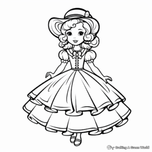 Romp Through History: Retro Dress Coloring Pages 1