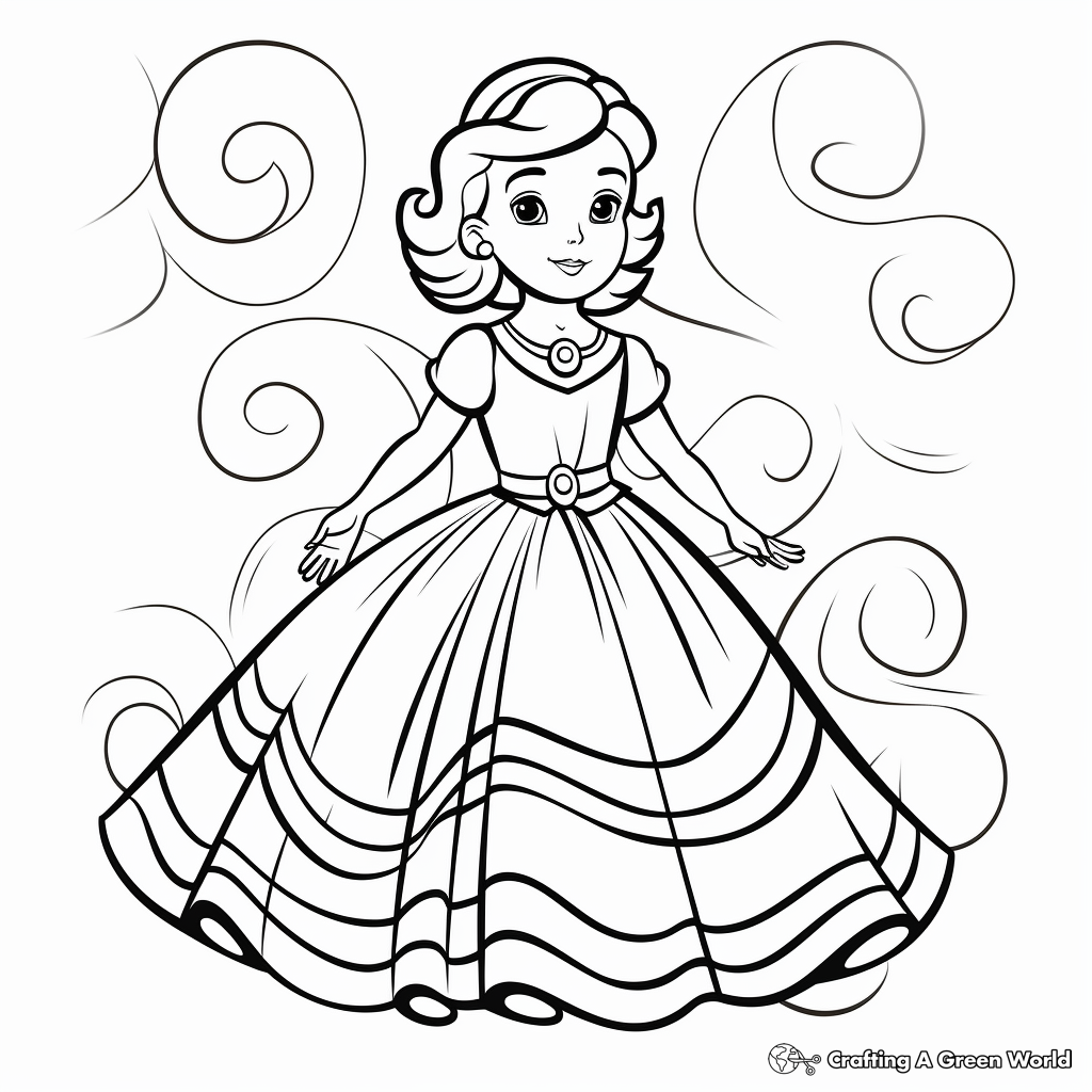 Romp Through History: Retro Dress Coloring Pages 3