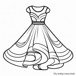 Romp Through History: Retro Dress Coloring Pages 4