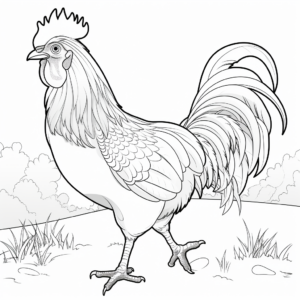 Rooster Crowing at Dawn Coloring Pages 1