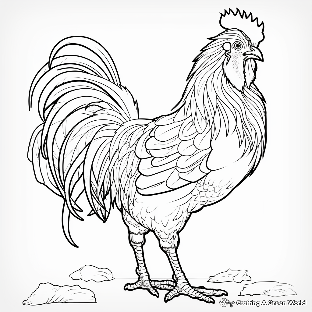 Rooster Crowing at Dawn Coloring Pages 3