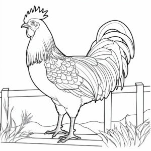 Rooster Crowing at Dawn Coloring Pages 4