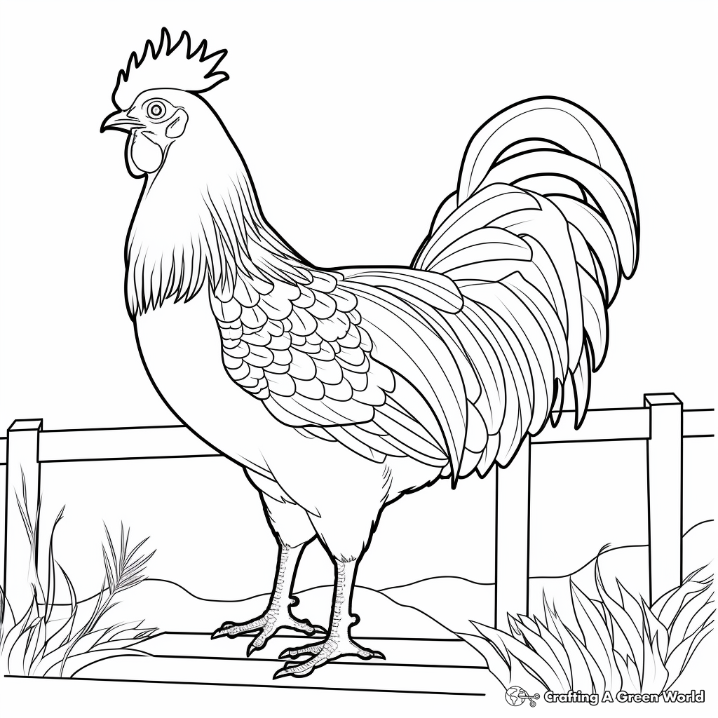 Rooster Crowing at Dawn Coloring Pages 4