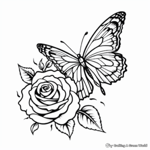 Rose and Butterfly Tattoo Coloring Pages 3