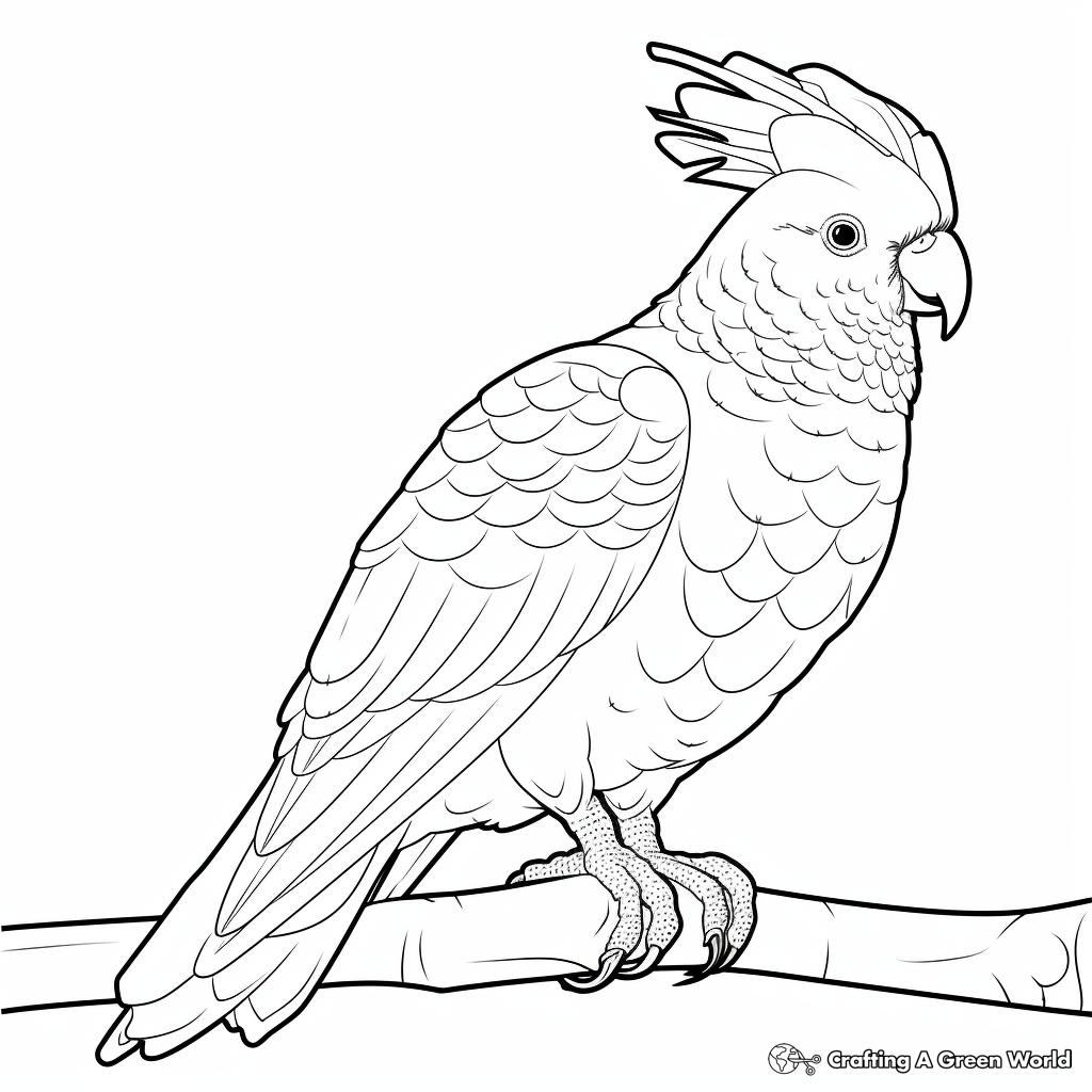 Rose-Breasted Cockatoo Coloring Pages for Kids 2