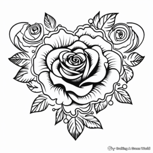 Rose Heart Coloring Pages in Victorian Style 2