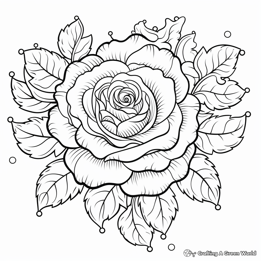 Rose Heart Coloring Pages with Love Messages 2