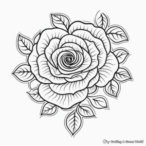 Rose Heart Coloring Pages with Love Messages 3