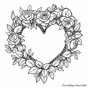Rose Heart Wreath Coloring Pages 4