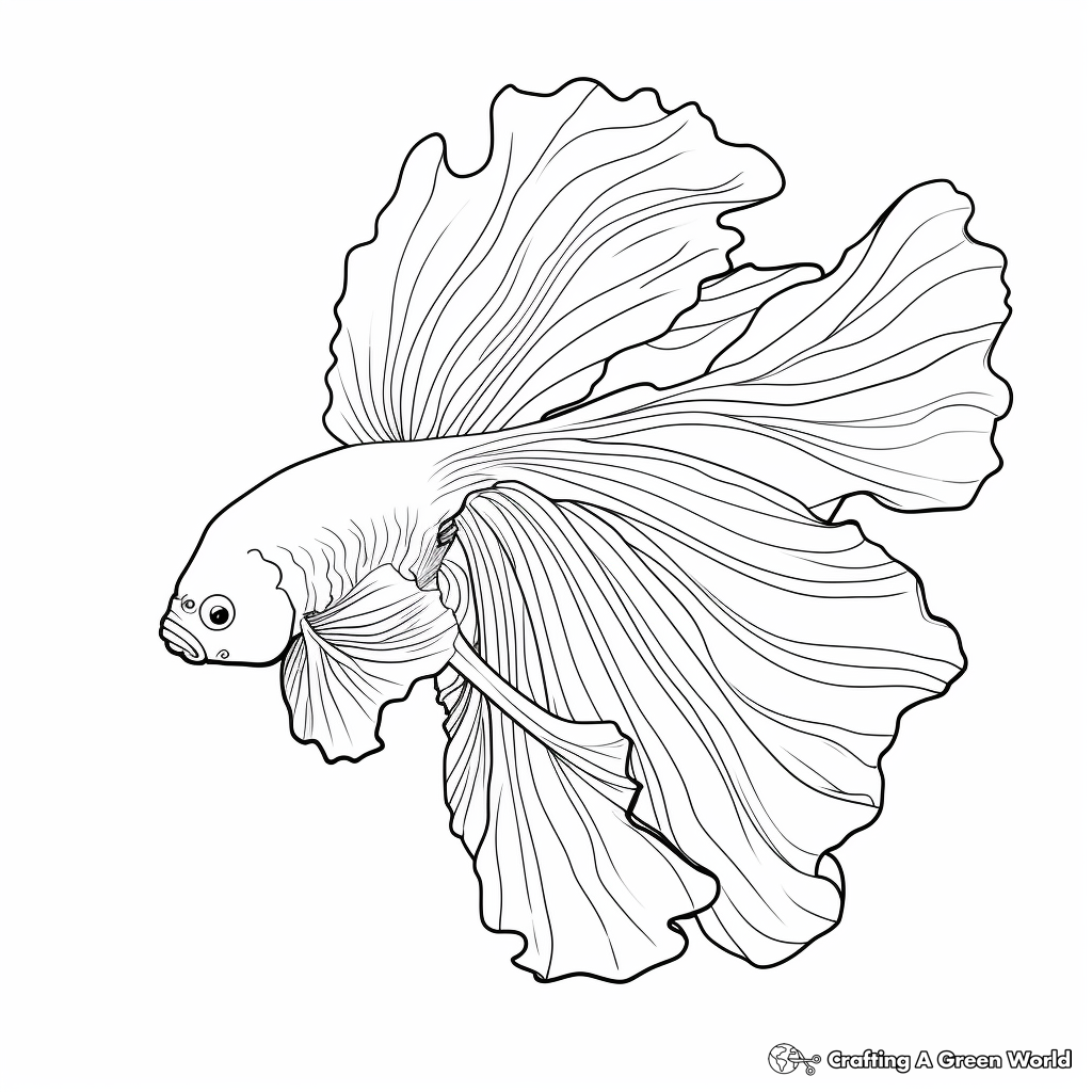 Rose Tail Betta Fish Design Coloring Pages 1