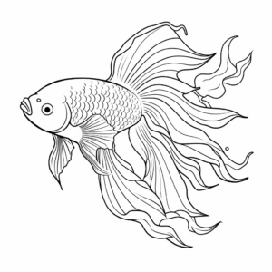 Rose Tail Betta Fish Design Coloring Pages 2