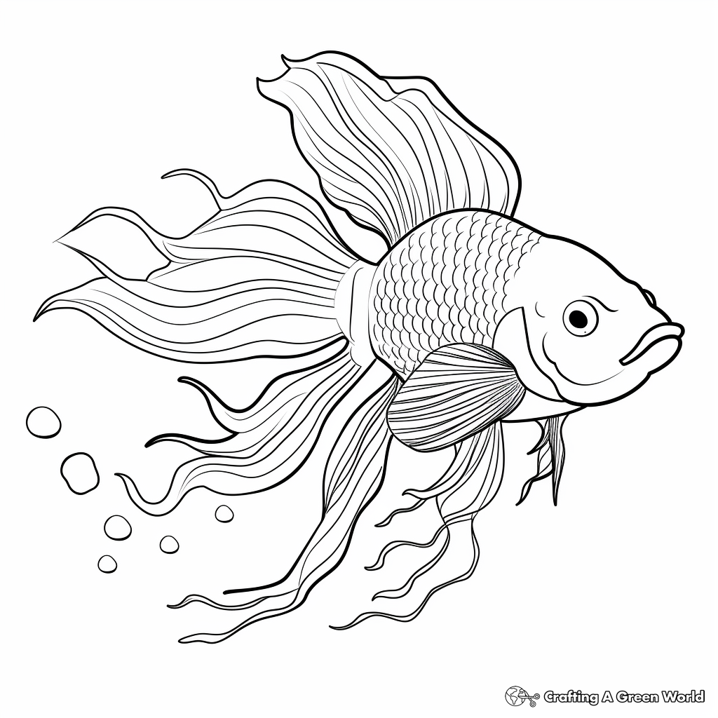 Rose Tail Betta Fish Design Coloring Pages 3
