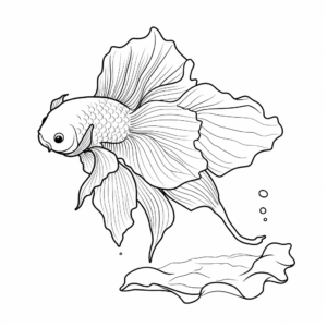 Rose Tail Betta Fish Design Coloring Pages 4