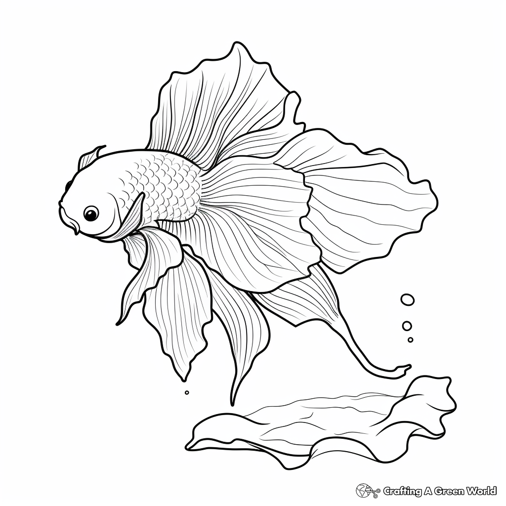 Rose Tail Betta Fish Design Coloring Pages 4