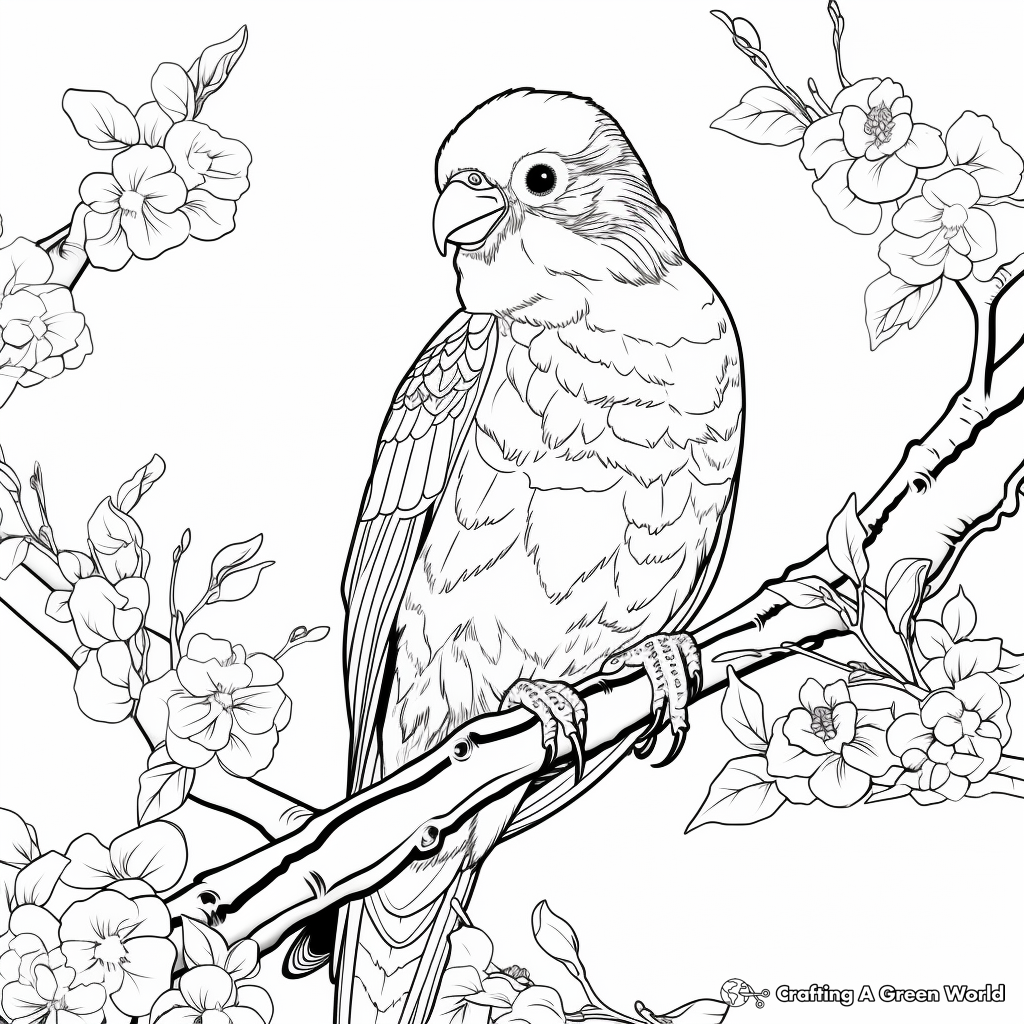 Rosella Parakeet Jungle Scene Coloring Pages 2