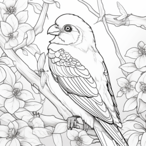 Rosella Parakeet Jungle Scene Coloring Pages 3