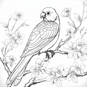 Rosella Parakeet Jungle Scene Coloring Pages 4