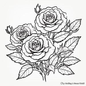 Roses in Bloom: Coloring Pages with Details 1