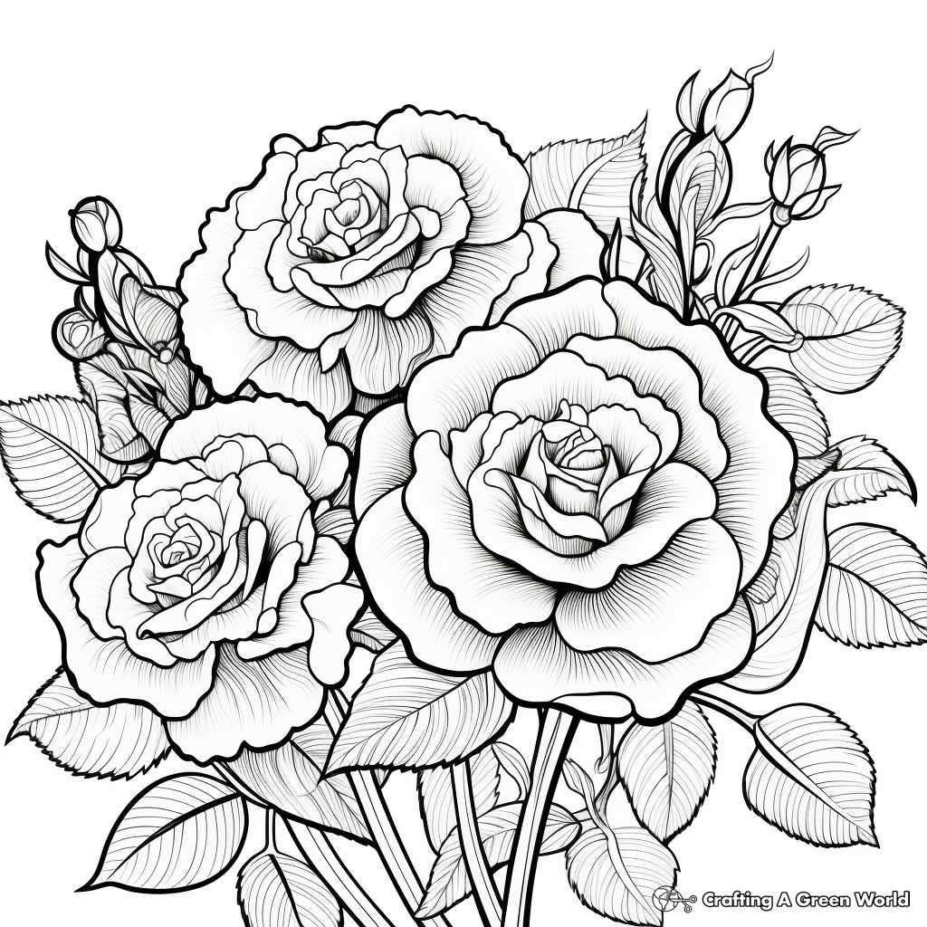 Roses in Bloom: Coloring Pages with Details 2