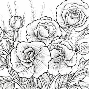 Roses in Bloom: Coloring Pages with Details 4