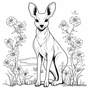 Rousing Kangaroo with Wattle Flower coloring pages 1
