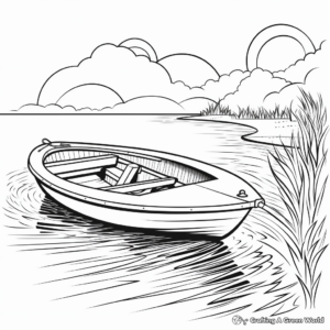 Rowboat During Sunrise Printable Coloring Sheets 1