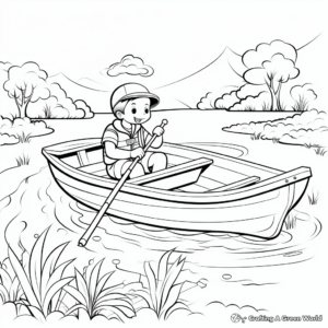 Rowboat Fishing Scene Coloring Pages 2
