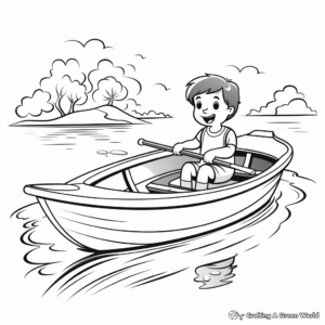 Rowboat on a Calm River Coloring Pages 2