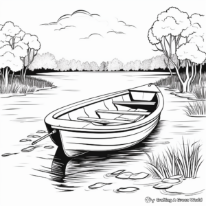 Rowboat on a Calm River Coloring Pages 4