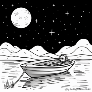 Rowboat under the Night Sky Coloring Sheets 2