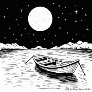 Rowboat under the Night Sky Coloring Sheets 3