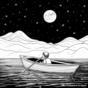 Rowboat under the Night Sky Coloring Sheets 4