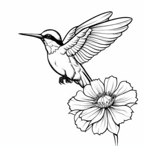 Ruby Throated Hummingbird and Flower Coloring Pages 3