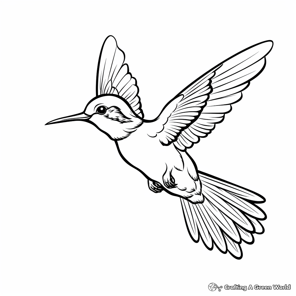 Ruby Throated Hummingbird in Flight Coloring Pages 1