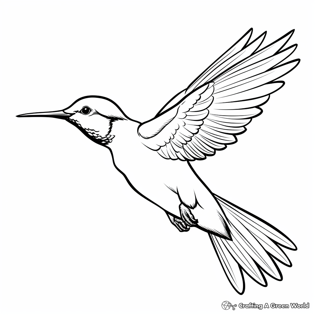 Ruby Throated Hummingbird in Flight Coloring Pages 4