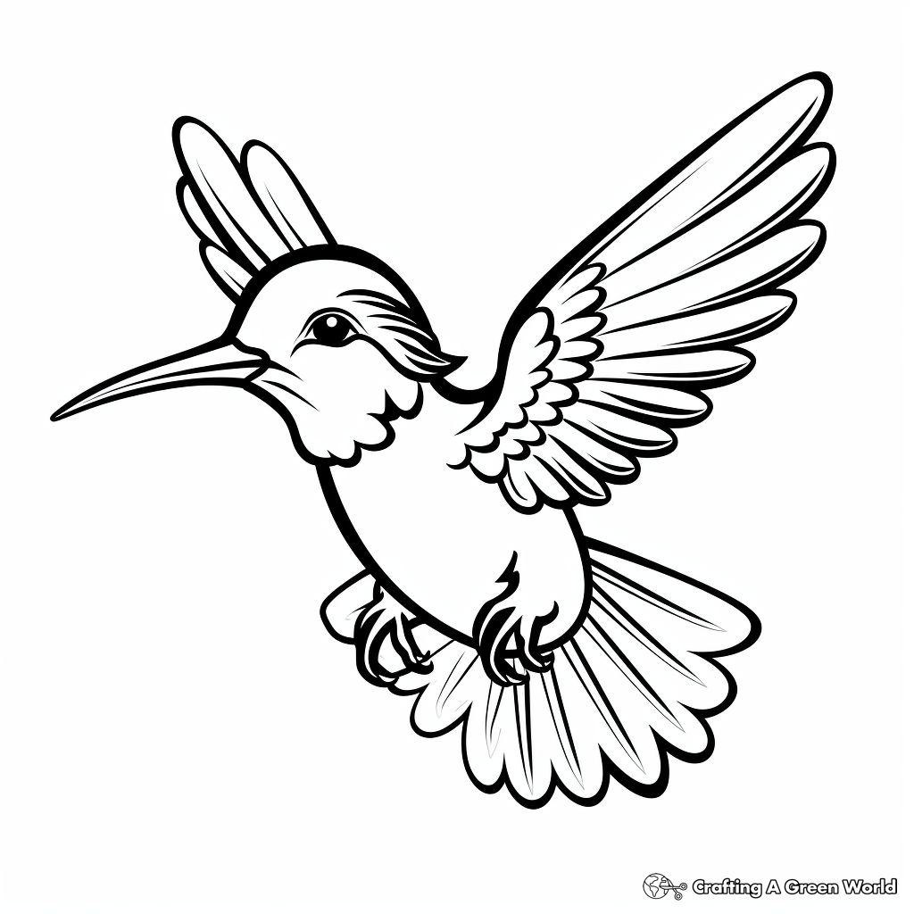 Ruby Throated Hummingbird in Various Poses Coloring Pages 1