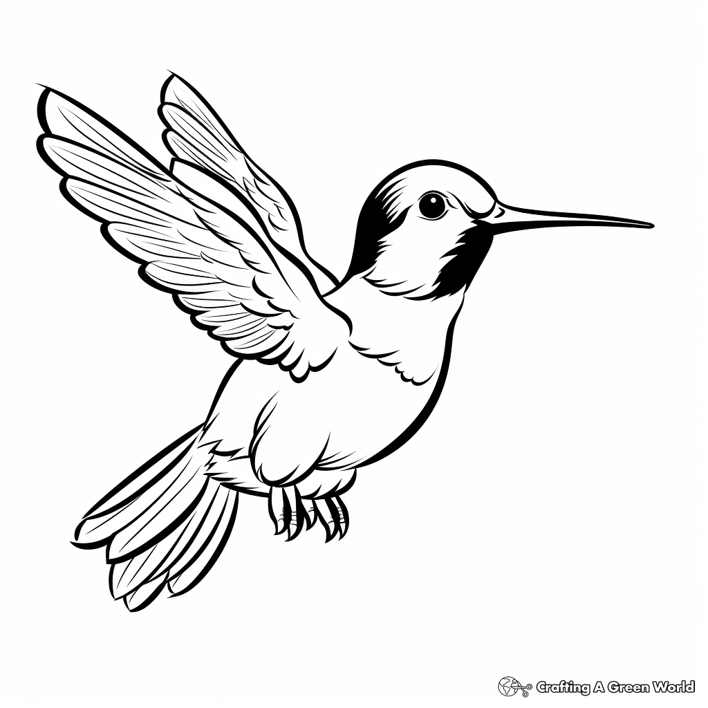 Ruby Throated Hummingbird in Various Poses Coloring Pages 2
