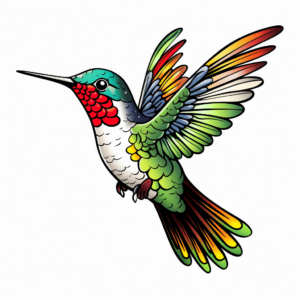 Ruby Throated Hummingbird in Various Poses Coloring Pages 3