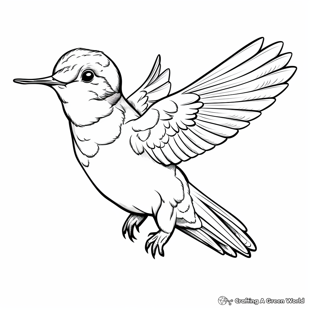 Ruby Throated Hummingbird in Various Poses Coloring Pages 4