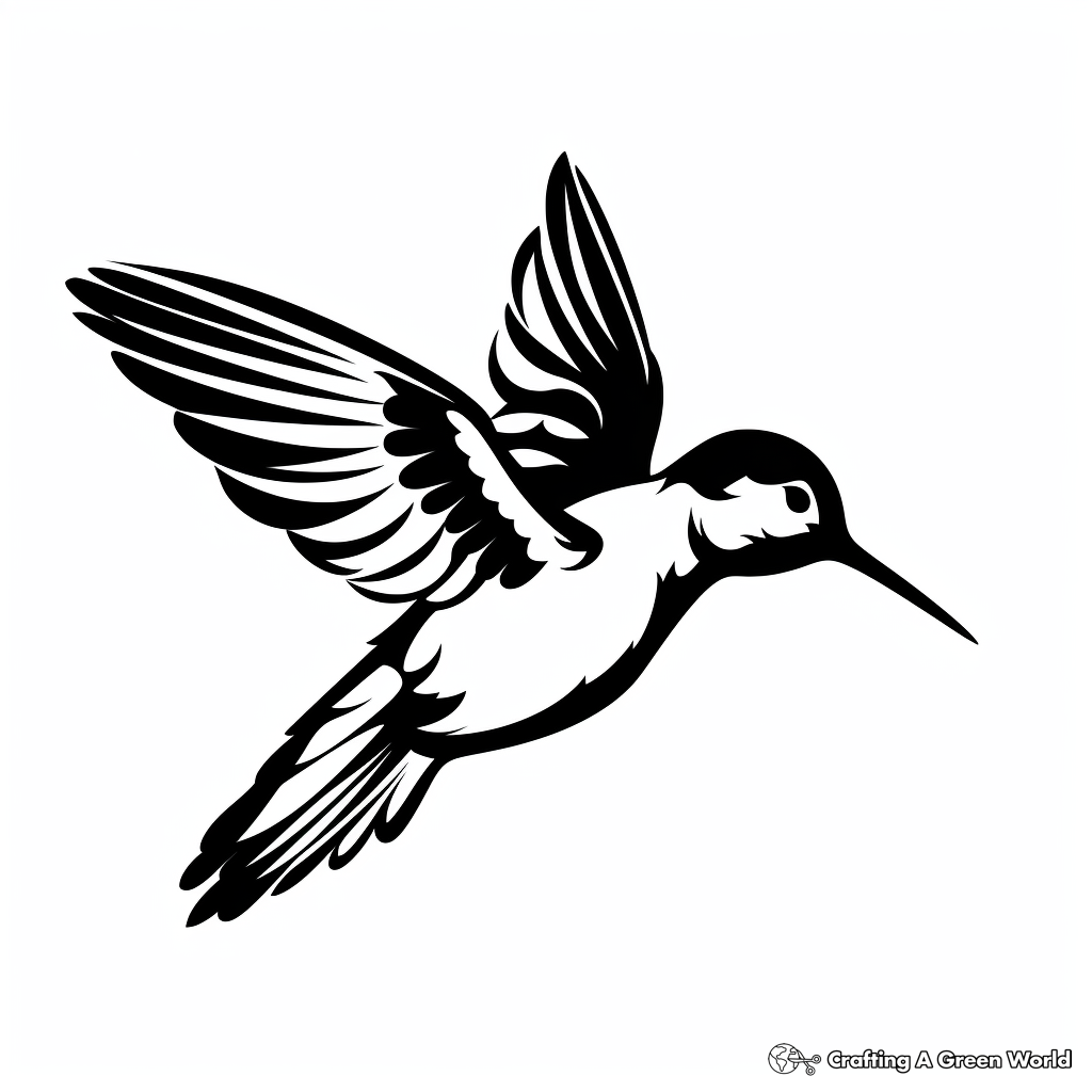 Ruby Throated Hummingbird Silhouette Coloring Pages 3