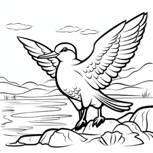 Ruby Throated Hummingbird with Background scenery Coloring Pages 2