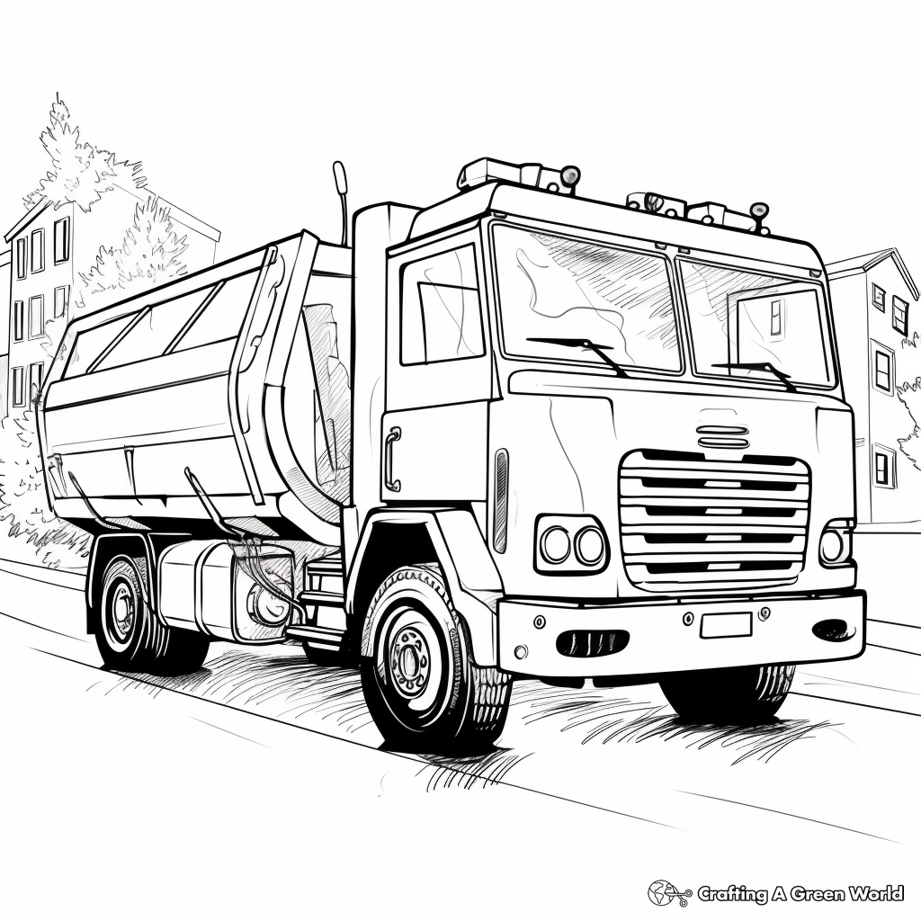 Rumbling Roadside Garbage Truck Coloring Pages 1
